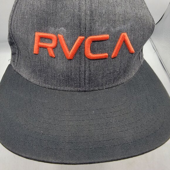 RVCA Mens Snapback Hat By Pm Tenore Black With Orange Logo - Picture 9 of 9